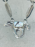 Opal Feather Horse!! Vintage Native American Navajo Sterling Silver Necklace-Nativo Arts