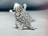 Sensational Native American Navajo Sterling Silver Toad Ring-Nativo Arts