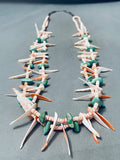 One Of The Best Vintage Santo Domingo Turquoise Shell Silver Necklace