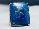 One Of The Biggest Vintage Native American Navajo Lapis Sterling Silver Ring-Nativo Arts