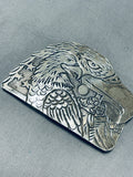 One Of The Most Detailed Vintage Native American Navajo Sterling Silver Eagle Buckle-Nativo Arts