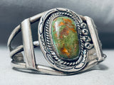 Rare Kings Manassa Green Turquoise Vintage Native American Navajo Sterling Silver Bracelet-Nativo Arts