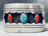 Impressive Vintage Native American Navajo Shadowbox Turquoise Sterling Silver Bracelet-Nativo Arts
