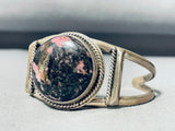 Rare Pink Rhodonite Vintage Native American Navajo Sterling Silver Bracelet-Nativo Arts