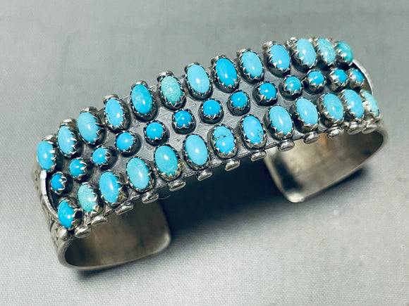 One Of The Best Vintage Native American Navajo Herm Smith Turquoise Sterling Silver Bracelet-Nativo Arts