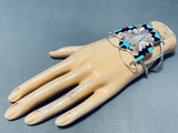 Dazzling Native American Zuni Inlay Sleeping Beauty Turquoise Sterling Silver Butterfly Cuff-Nativo Arts