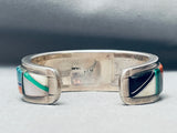 5.5 Inch Wrist Vintage Native American Navajo Turquoise Inlay Sterling Silver Bracelet-Nativo Arts
