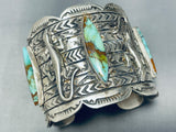 139 Grams Native American Navajo Green Turquoise Lizard Sterling Silver Bracelet-Nativo Arts