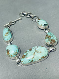 Important Vintage Native American Navajo Turquoise Sterling Silver Link Bracelet-Nativo Arts
