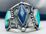 Colossal Vintage Native American Navajo Turquoise Lapis Sterling Silver Bracelet-Nativo Arts