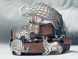 Animals Hand Carved Vintage Native American Navajo Sterling Silver Concho Belt-Nativo Arts