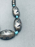 One Of The Best Vintage Native American Navajo Turquoise Sterling Silver Inlay Bead Necklace-Nativo Arts
