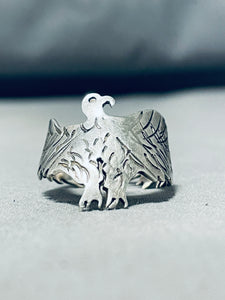 Fascinating Vintage Native American Navajo Sterling Silver Eagle Ring-Nativo Arts