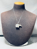 Whimsical Vintage Native American Navajo Sterling Silver Brownbear Necklace-Nativo Arts