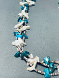 Incredible Vintage Native American Zuni Turquoise Animal Sterling Silver Heishi Necklace-Nativo Arts