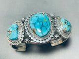 Mesmerizing Native American Navajo Spiderweb Turquoise Sterling Silver Bracelet-Nativo Arts