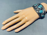 Tommy Sam Vintage Native American Navajo Turquoise Sterling Silver Flower Bracelet-Nativo Arts