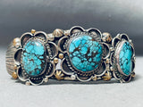 Rare Domed Spiderweb Turquoise Vintage Native American Navajo Sterling Silver Bracelet-Nativo Arts