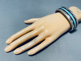 Stunning Vintage Native American Zuni Larry Loretto Blue Gem Turquoise Sterling Silver Bracelet-Nativo Arts