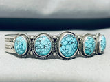 Lone Mountain Turquoise!! Vintage Native American Navajo Sterling Silver Bracelet-Nativo Arts