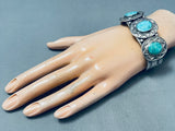 Fascinating Vintage Native American Navajo Sleeping Beauty Turquoise Sterling Silver Bracelet-Nativo Arts