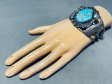 Museum Quality Leaves!! Vintage Native American Navajo Turquoise Sterling Silver Bracelet-Nativo Arts