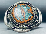 Very Unique Walnut Wood Turquoise Inlay Native American Navajo Sterling Silver Bracelet-Nativo Arts