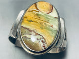 One Of The Most Unique Jasper Vintage Native American Navajo Sterling Silver Bracelet-Nativo Arts