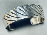 Sally Yazzie!! Vintage Native American Navajo Sterling Silver Feather Bracelet-Nativo Arts