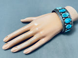 Heavy Vintage Native American Navajo Blue Turquoise Sterling Silver Wstamped Bracelet-Nativo Arts