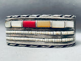 6 Inch Wrist Vintage Native American Navajo Heishi Inlay Sterling Silver Bracelet-Nativo Arts