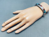 5.5 Inch Wrist Vintage Jim Harrison Native American Navajo Inlay Sterling Silver Bracelet-Nativo Arts
