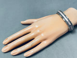 Detailed Vintage Native American Navajo Pink Shell Sterling Silver Bracelet-Nativo Arts