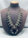 Womens Vintage Native American Navajo Turquoise Sterling Silver Squash Blossom Necklace-Nativo Arts