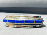 5.5 Inch Wrist Vintage Native American Navajo Lapis Sterling Silver Inlay Bracelet-Nativo Arts