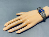 One Of A Kind Vintage Native American Navajo Lapis Sterlng Silver Bracelet-Nativo Arts