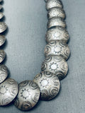 Intricate Bead Vintage Native American Navajo Sterling Silver Tube And Flat Bead Necklace-Nativo Arts