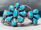 One Of Biggest Teardrop Stone Turquoise Vintage Native American Navajo Sterling Silver Bracelet-Nativo Arts