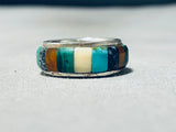 Very Important Wes Willie Vintage Native American Navajo Inlay Turquoise Sterling Silver Ring-Nativo Arts