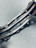 Johnnie Frank Vintage Native American Navajo Morenci Turquoise Sterling Silver Bracelet-Nativo Arts