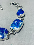 Breathtaking Native American Navajo Lapis Sterling Silver Link Bracelet-Nativo Arts