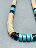 Superior Vintage Navajo Turquois Shell Heishi Sterling Silver Necklace Old-Nativo Arts