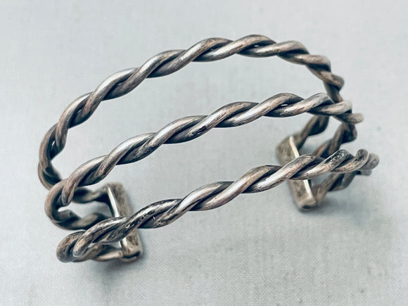 Hand Twisted Roped Vintage Native American Navajo Sterling Silver Bracelet-Nativo Arts