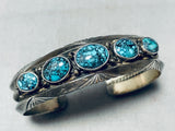 Godber Turquoise!! John Baca Important Vintage Sterling Silver Bracelet-Nativo Arts