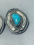 40 Grams Quality Vintage Native American Navajo Clip On Turquoise Sterling Silver Earrings-Nativo Arts