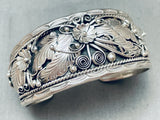 Highly Detailed Leaves Vintage Native American Navajo Sterling Silver Bracelet-Nativo Arts