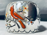 Native American The Best Vintage Zuni Cardinal Sterling Silver Inlay Bracelet-Nativo Arts