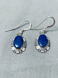 Amazing Vintage Native American Navajo Midnight Lapis Sterling Silver Channeled Earrings