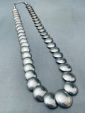 Round Concho Bead Vintage Native American Navajo Sterling Silver Necklace-Nativo Arts