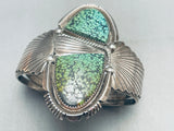 One Of Craziest Vintage Native American Navajo Green Turquoise Sterling Silver Bracelet-Nativo Arts